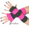 Pink and Black Striped Fleece Arm Warmers