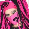 Neon Pink Nurse Heart Cyber Mask