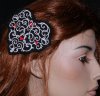 Gothic Silver Filigree Heart Embroidered Hair Clip
