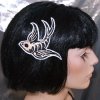 Swallow Skeleton Embroidered Hair Clip