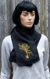 Filigree Skeleton Key Black Fleece Embroidered Scarf (Custom)