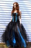Turquoise Blue and Black Formal Wedding Tulle Skirt