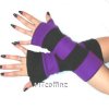 Purple and Black Striped Fleece Arm Warmers