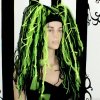 Lime Green/Black Knotty Hair Falls