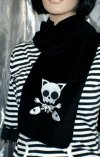 Kitty Crossbones Fleece Embroidered Scarf (Custom color)