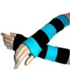 Turquoise Blue and Black Striped Fleece Arm Warmers