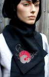 Skull Red Moon Black Fleece Embroidered Scarf --Custom Color