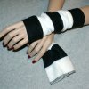 Black and White Striped Fleece Arm Warmers
