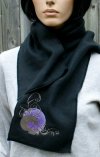 Skull Purple Moon Black Fleece Embroidered Scarf