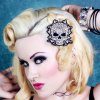 Damask Tribal Skull Embroidered Hair Clip