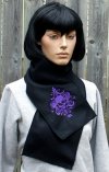 Damask Skull Black Fleece Embroidered Scarf (Custom color)