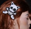Kitty Crossbones Embroidered Hair Clip