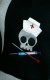 Nurse Skull Crossed Syringe Embroidered Black Fleece Scarf
