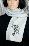 Filigree Skeleton Key Gray Fleece Embroidered Scarf (Custom)