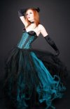 Teal and Black Victorian Wedding Tulle Skirt