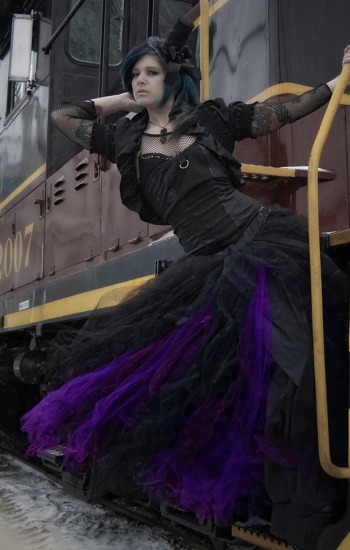 purple and black tulle skirt